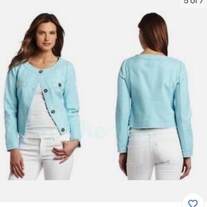 NWT Lilly Pulitzer Millie Jacket in Sky Blue Tweed‎ Fringe Blazer Women’s L